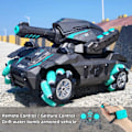 Pikkukuva 5 / 5: Tarjous RC-tankkiauto, kauko-ohjattava taistelupanssarivaunu, joka ampuu vesipommeja, Stunt-auto 100% uusi Green