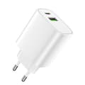 Forever väggladdare 1xUSB QC 3.0 + 1xUSB-C PD 20W LS-04 vit