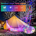Miniatyrbilde 2 av 5: Solcelled Feelysslysr, Utendørs Vanntette, 105ft 300 LED, 8 Mønstrede Kobbertråder for Trehage Juler Terrassefestdekorasjoner (Flerfarget)