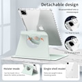 Miniatyrbillede 5 af 5: Etui med Stativ til iPad Pro 13 (2024) - Læder + Klar Akryl Aftageligt Tablet Cover - Lysegrøn Light green iPad Pro 13 (2024)