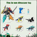 Miniatyrbillede 2 af 3: Dinosaur Robot Sæt Legetøj til Børn med Elektrisk Boremaskine 5 i 1 Transformers Dinosaur Legetøjssæt Dinosaur Samlesæt