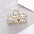 Miniatyrbillede 1 af 5: Hårklemme med rhinsten og perler hjerte diamant Guld one size Rectangle diamonds