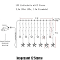 Miniatyrbilde 2 av 4: 12-stjerners LED-lyslenke, julebelysning, stjerneforheng, 138 LED-lys, 8 moduser, for innendørs, utendørs, jul, fest, dekorasjon, bryllup, hage style1431