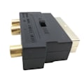 Miniatyrbilde 2 av 4: RGB Scart 21-pinners hane til 3 RCA AV hunnkonverter + videoadapter (svart)