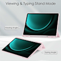 Pikkukuva 2 / 5: Kirkas suojakotelo Samsung Galaxy Tab S9 FE Plus -tabletille, kynäpaikka, kolmiosainen jalustakotelo Pink