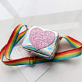 Miniatyrbillede 5 af 5: Trendy Taske til Piger med Sequin Hjerte Regnbue Skulderrem Crossbody Tasker Pung til Små Piger Toddler (Sølv)