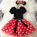 Miniatyrbillede 2 af 4: Piger Børn Minnie Mouse Polka Dot Fødselsdagsfest Sløjfe Tutu Tyl Kjole Stcyv Red 5-6 Years