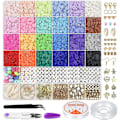 Miniatyrbillede 1 af 5: 6000 stk. lerperler til at lave armbånd 24 farver flade runde poly