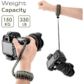Miniatyrbilde 5 av 7: Universal flettet stropp for videokamera (2-pakning) – Justerbar Paracord komfortabel utendørsaktivitetsvifte overlevelses- og eventyrarmbånd