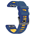 Miniatyrbillede 1 af 2: 26mm Urrem til Garmin Tactix 7 Pro / Fenix 7x / 6x Pro / 5x Plus, Glat Silikon Dobbelt-farvet Håndledsrem Midnight Blue Yellow