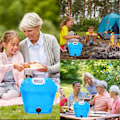 Miniatyrbild 4 av 5: Vattenbehållare med kran hopfällbar vattenbehållare vattenförvaring vattenbärare campingvattenpåse med kran för vandring klättring fiske resor picknick