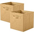 Miniatyrbillede 1 af 5: Opbevaringsboks, 2 foldbare opbevaringskasser lavet af stof i kubeform Beige Khaki 2 Set