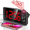 Miniatyrbild 1 av 5: Projektionsväckarklocka, Digital klocka med 180° roterbar projektor, 3-nivås ljusstyrka dimmer Boris Red Digit