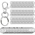 Små nyckelringar i rostfritt stål, 100 st karbinhakar, DIY, DIY-ring, tryckknappslås, (silver)-FA-