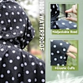 Miniatyrbillede 4 af 6: Regnfrakke til voksne, vandtæt udendørs hætte, poncho vandtæt til kvinder med lynlås, festivalponchoer vandtæt lang, vandtætte kapper plusstørrelse White Dots on Black