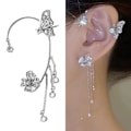 Miniatyrbilde 5 av 5: 1 stk Øremanchet med Rhinestone Inlay Høyglans Klesopp Luxus Butterfly Chain Øremanchet Tassel Ørepynt Gold