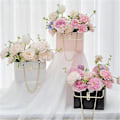 Miniatyrbillede 4 af 5: 4 stk. Blomster Taske Bærbar Foldbar Langtidsholdbar Universal Gaveindpakning Blomsterkasse Husholdningsartikler Pink