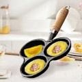 Miniatyrbillede 2 af 5: 3 Huller Støbejerns Omeletpande Non-Stick Morgenmad Æggepande Morgenmadsgrill Gryde Æggestegningspande Pandekagepande