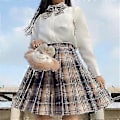 Miniatyrbild 1 av 3: Jk Uniform Komplett Set Broderad Skjorta Plisserad Kjol M Little Bear