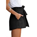 Miniatyrbillede 2 af 4: Dame Ensfarvede Elastiske Shorts Sommer Afslappede Højtaljede Korte Bukser Black XL
