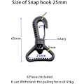Miniatyrbillede 2 af 5: Plastik Snap Hooks, Plastik Swivel Snaphook Push Gate Clip Rotary Snaphook Rotate Claw Snap Clip Spænde Spænde Kroge til Rem