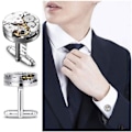 Miniatyrbillede 2 af 5: 2 Pak Cufflinks Urværk Cufflinks til Mænd Retro Ur Gave til Thanksgiving Bryllup Fødselsdag Julegave