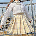 Miniatyrbild 1 av 3: Jk Uniform Komplett Set Broderad Skjorta Plisserad Kjol XS Floating Moon