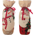 Miniatyrbillede 1 af 5: Julevin Emballage, Jute Vin Flaskepose med Lynlås, Genanvendelige Vin Flaske Dæksler til Jul, Bryllup, Fødselsdag (2 Styk)