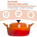 Miniatyrbild 4 av 5: Skyddsklipp för Holländsk Ugnslock för Le Creuset, Staub & Tramontina Gjutjärnsgrytor - Förhindrar Flisning & Repor white 4pcs