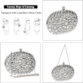 Miniatyrbild 6 av 6: Glittrande Rhinestone Glitter Clutch Purse Kvällshandväska Axelväska för Bröllopsfest Bal silver