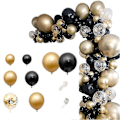 Miniatyrbillede 1 af 5: 121 stk. Guld Sort Balloner Bue Guirlande Sæt Guld Paillet Balloner til Bryllup Dimission Fødselsdag Julefrokost Dekoration