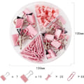 Miniatyrbillede 2 af 5: Assorterede lyserøde papirclips, papirclips, push pin sæt, holdbare og