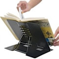 Miniatyrbillede 5 af 5: Ergonomisk Dokumentholder, Justerbar Metalbogholder med Flytbare Klemmer, Skridsikkert Design til Tykke Bøger og Enkelte Ark, Bærbar Læseholder