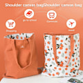 Miniatyrbillede 4 af 5: Dobbeltsidet bomuldslærred Tote Bag Tote Bag Shopping Bag Bomulds skuldertaske Reversible Canvas Messenger Bag til kvinder børn