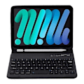 Miniatyrbild 2 av 3: C06B Kompatibelt för iPad mini (2024) / mini (2021) Anti-Repskyddande Fodral med Bluetooth-Tangentbord Stötsäkert Ställ Läder C Black