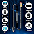 Miniatyrbild 4 av 5: USB till Optisk Ljudadapter USB A till Fiberoptisk Ljud SPDIF Portanslutning Ljudkonverteringskabel för Dator Bärbar Dator