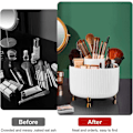 Miniatyrbillede 4 af 5: 360° roterende makeup-arrangør - Makeupbørsteholder med 5 rum til kosmetik, smykker til toiletbord, soveværelse, kontorartikler opbevaring