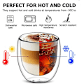 Miniatyrbillede 5 af 6: 6 stk. dobbeltvæggede kopper glas krus, klare dobbeltvæggede kaffekopper, dobbeltvæggede, cappuccino, latte og isolerede (80 ml)