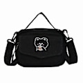 Miniatyrbillede 1 af 5: Dame Kawaii Canvas Skuldertasker Mini Tegneserie Print Mode Klud Lille Håndtaske Black