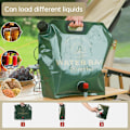 Miniatyrbild 5 av 5: 2 st campingvattenbehållare - 9L hopfällbar utomhusvattenförvaringsväska för utomhuscamping BBQ vandring klättring fiske Green