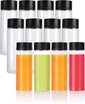 10oz tomma juiceflaskor i plast med svarta lock - 12-pack