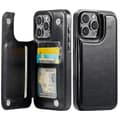 For iPhone 16 15 Pro Max Plus PU-skinnveske Stativ Kortholder, Dobbel Magnetisk Lukking og Slitesterk Støtsikker Beskyttelse iPhone16Plus iPhone16Plus