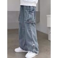 Pikkukuva 1 / 5: JWL-Denim Housut Miehet Farkut Denim Cargo-housut Baggy Leveälahkeiset Farkut Rento Syksy Talvi Korealainen Katumuoti Hip Hop Cowboy 075 blue gray S