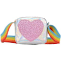 Miniatyrbillede 1 af 5: Trendy Taske til Piger med Sequin Hjerte Regnbue Skulderrem Crossbody Tasker Pung til Små Piger Toddler (Sølv)