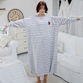 Pikkukuva 3 / 4: 6 Väriä Rento Kotiasu Naisten Pitkähihainen Puuvilla Yöpaita Löysä Pyjama Grey