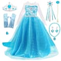 Elsa Prinsessklänning + Tiara/Fläta/Handskar -pp 130 cl