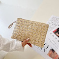 Miniatyrbillede 3 af 5: Kvindernes Halm Clutch Taske Bohemian Sommer Strandtasker Vævning Håndtaske Kvinder Håndtaske Pung Lynlås Wristlet Taske Halm Clutch Pung Halm Håndtaske