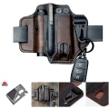 Miniatyrbillede 2 af 5: Multifunktionsbæltehylster, Mænds Læder Edc Lommeorganizer, Leatherman Hylster Med Penholder, Nøgleholder, Lommelygtehylster, Læder Edc Pung (br