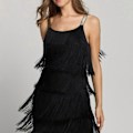 Pikkukuva 3 / 5: Naisten mekko 1920-luvun hapsumekko pidikkeellä Great Gatsby cocktail -juhliin Charleston-mekot hieno mekko hapsu naisten asu mekko Black XXL