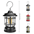Miniatyrbild 2 av 5: Portabel Retro Campinglampa Uppladdningsbar Lägereld Med Krok För Vandring, Fiske Black